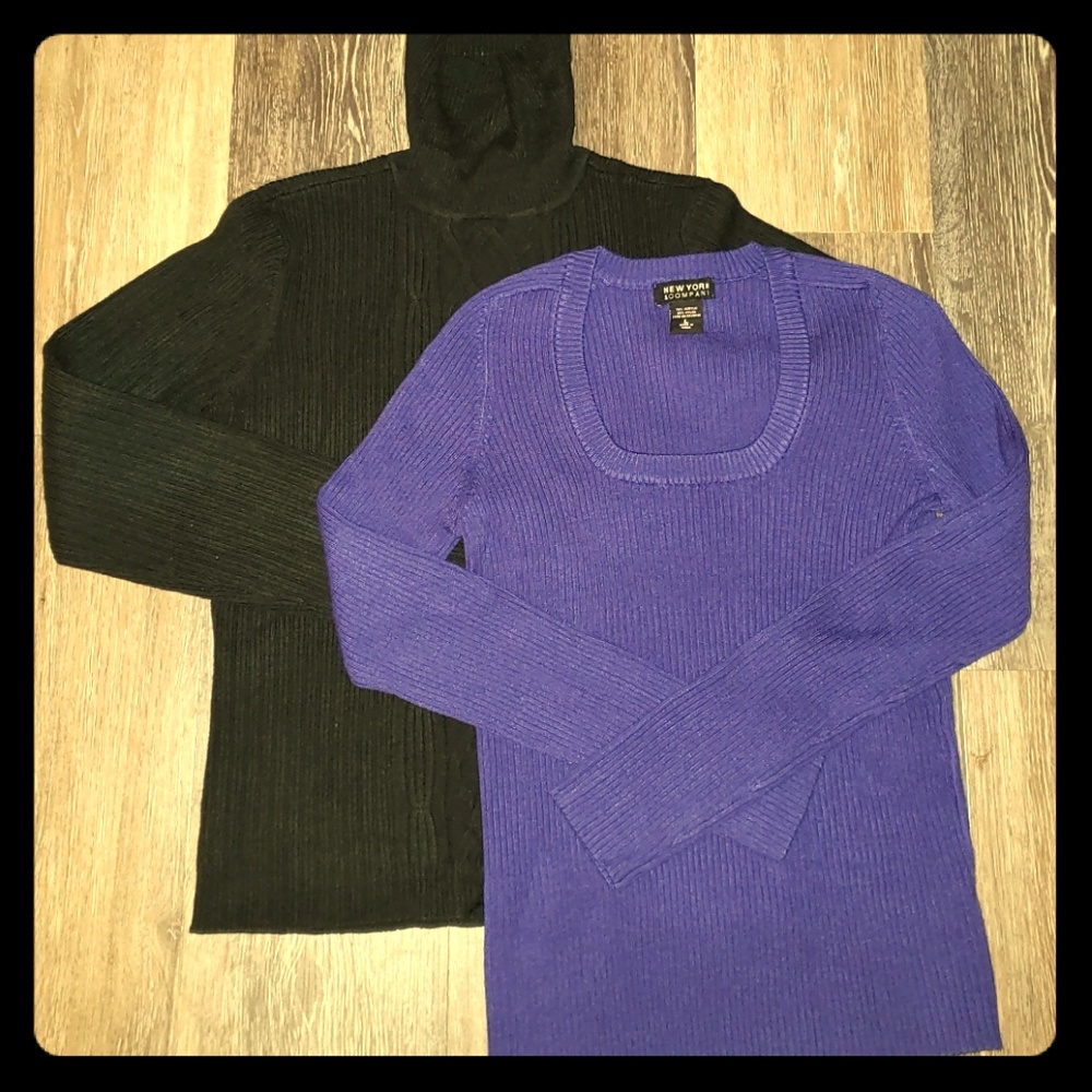 NY&Co Sweater Bundle Large Black and Purple